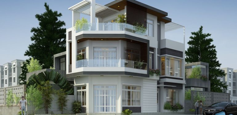 thiết kế nhà phố hai mặt tiền đẹp