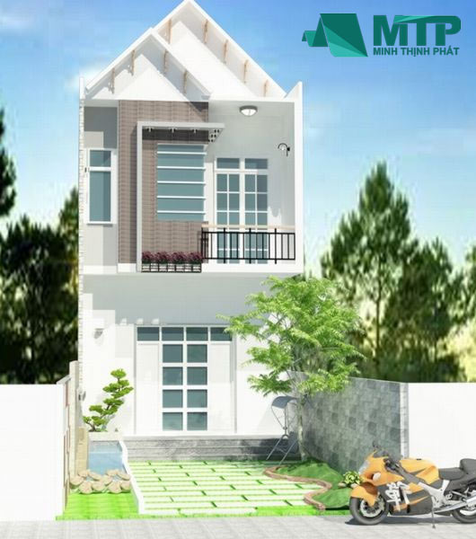 Thiết kế nhà ống 2 tầng mái thái 5x20m đơn giản, hiện đại