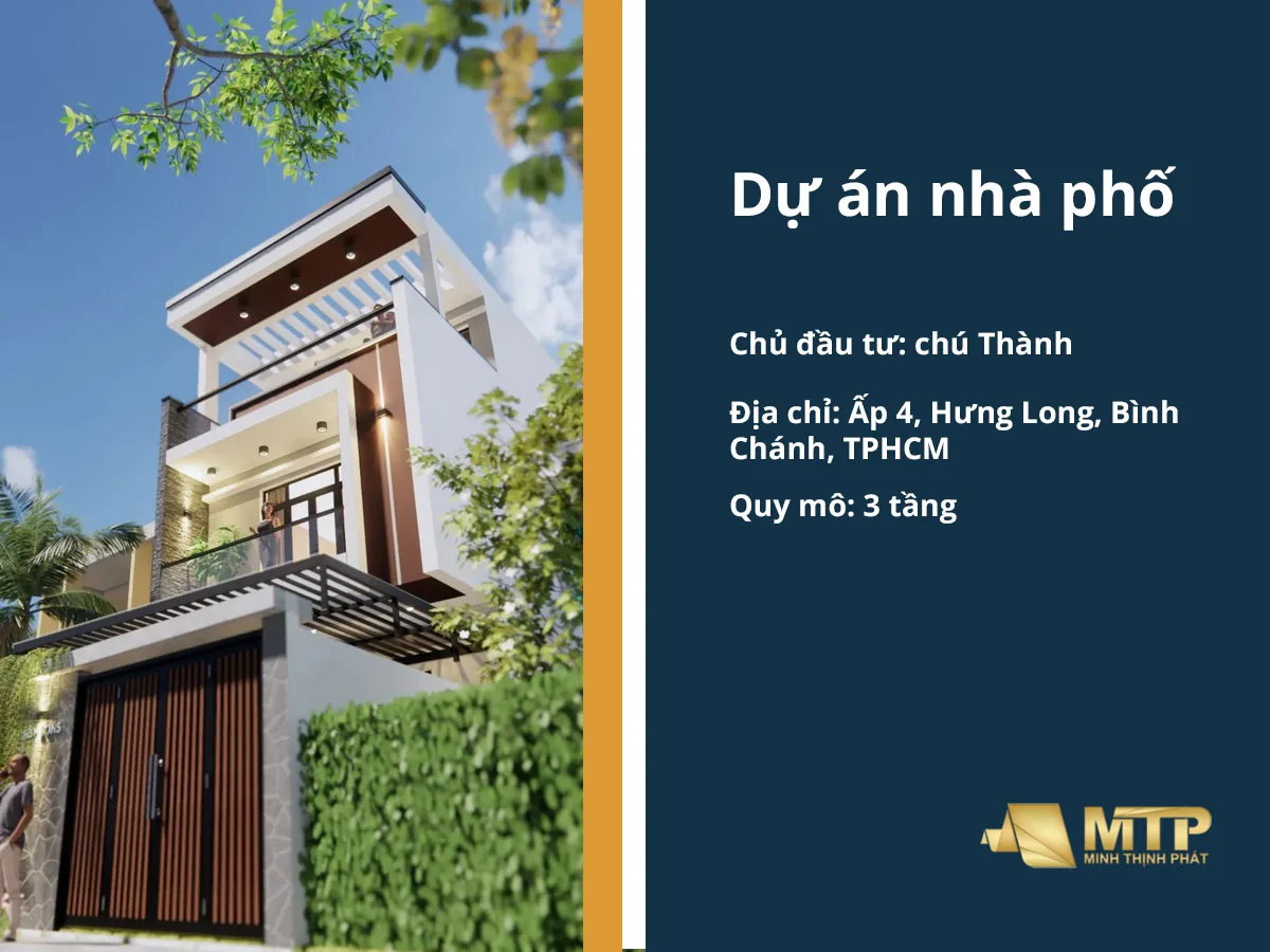 Công trình xây nhà trọn gói Nhà chú Thành tại Bình Chánh